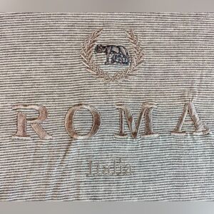 Roma Short Sleeve Tee Shirt Embroidered‎ Stripes crew Neck size Large